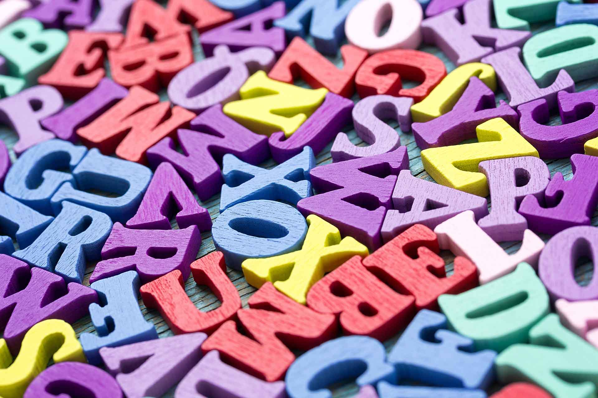 Colourful language letters